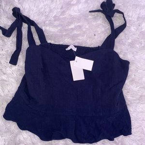 Crinkled Navy Blue Tank Top